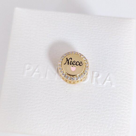 Pandora Engravable Niece Charm Bead Gold Plated with box - Picture 7 of 11
